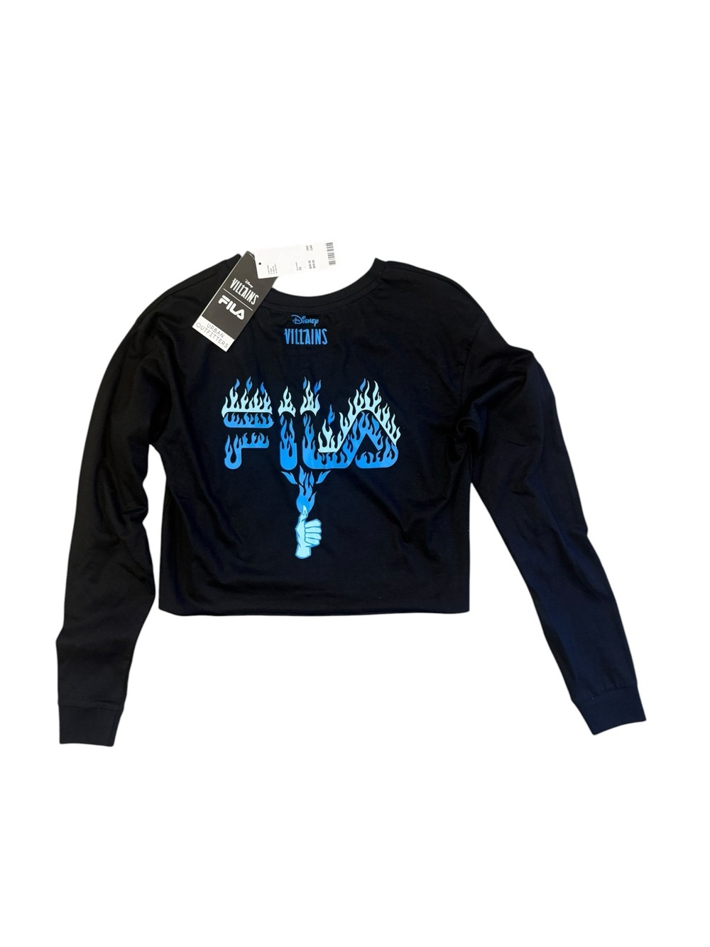 NWT Disney Villains FILA Black Long Sleeve Crop Top Urban Outfitters